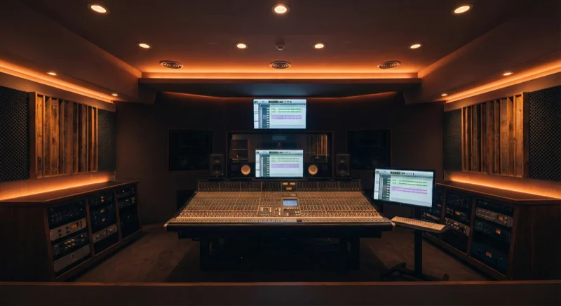 Professional music studio control room